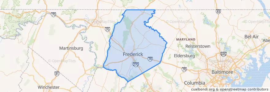 Mapa de ubicacion de Frederick County.