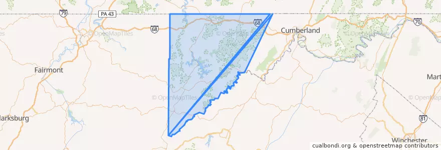 Mapa de ubicacion de Garrett County.