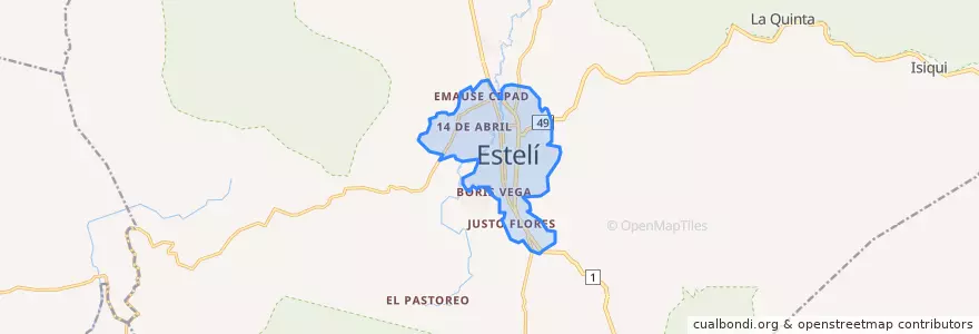 Mapa de ubicacion de Estelí.