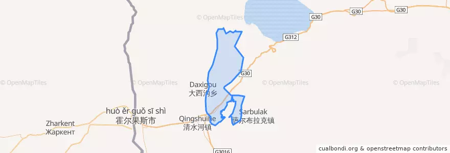 Mapa de ubicacion de 芦草沟镇.
