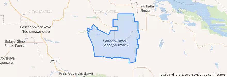 Mapa de ubicacion de Городовиковский район.