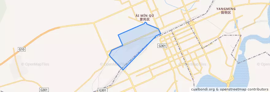 Mapa de ubicacion de Tiebei Subdistrict.