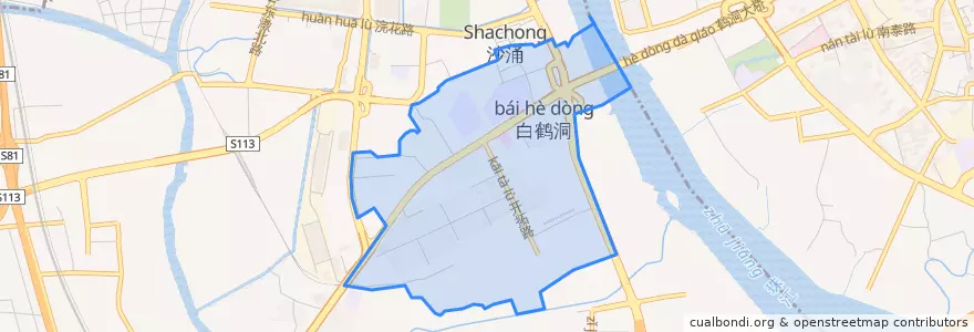 Mapa de ubicacion de 白鹤洞街道.