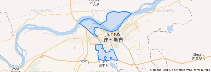 Mapa de ubicacion de 向阳区直辖地域.