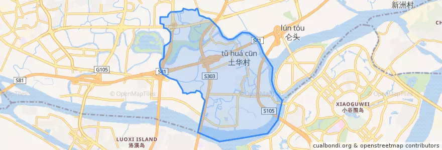 Mapa de ubicacion de Huazhou Subdistrict.