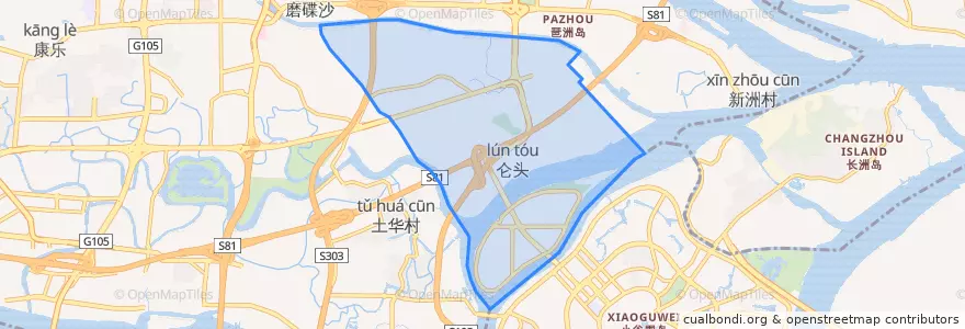 Mapa de ubicacion de Guanzhou Subdistrict.