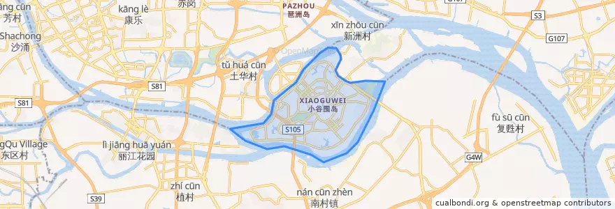 Mapa de ubicacion de 小谷围街道.