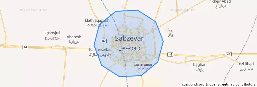 Mapa de ubicacion de Sabzevar.
