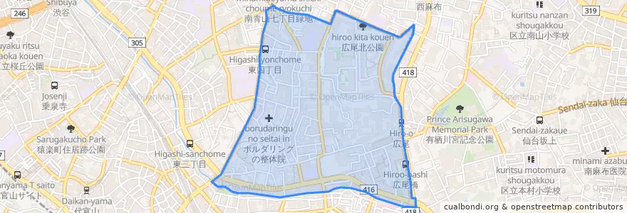Mapa de ubicacion de Hiroo.