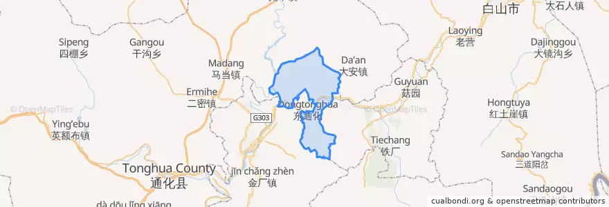 Mapa de ubicacion de Erdaojiang.