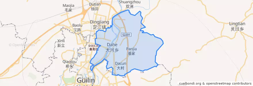Mapa de ubicacion de 大河乡.