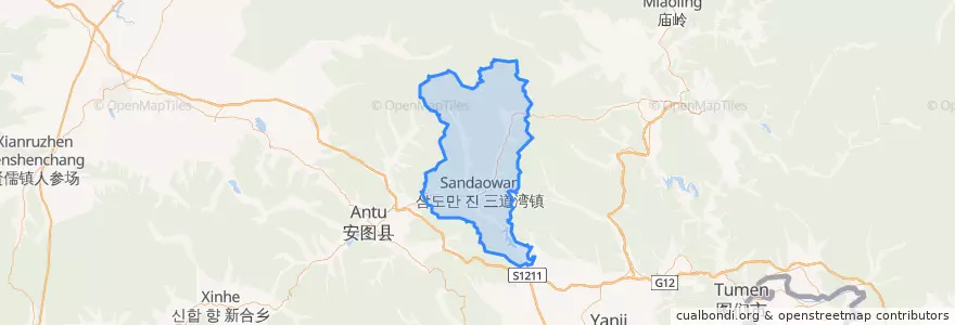 Mapa de ubicacion de 삼도만 진 三道湾镇.