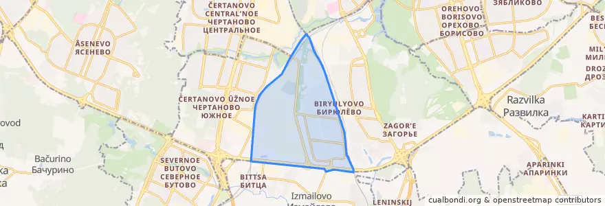 Mapa de ubicacion de Biryulyovo Zapadnoye District.