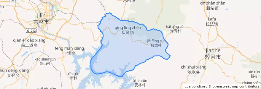 Mapa de ubicacion de Qingling.