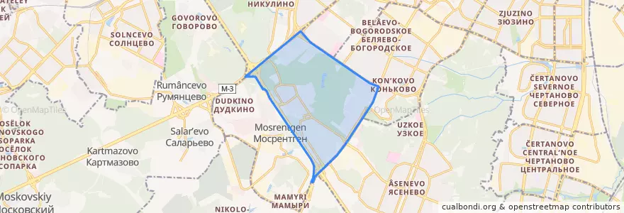 Mapa de ubicacion de район Тёплый Стан.