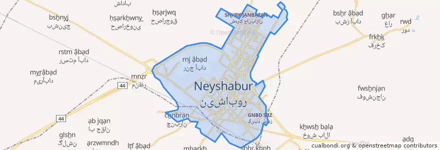 Mapa de ubicacion de Neyshabur City.