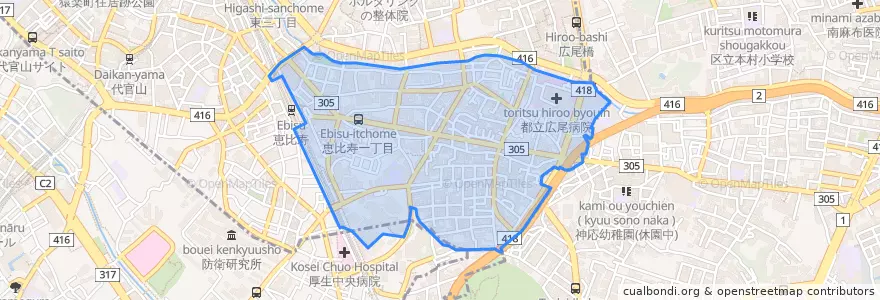 Mapa de ubicacion de 渋谷区.
