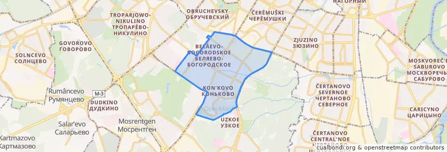 Mapa de ubicacion de район Коньково.