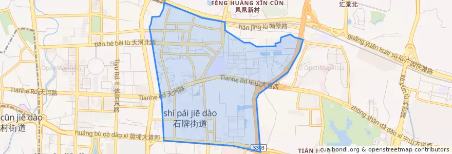 Mapa de ubicacion de 石牌街道.