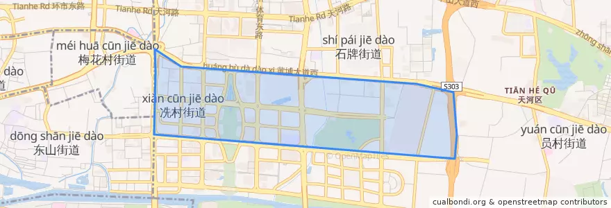 Mapa de ubicacion de 冼村街道.