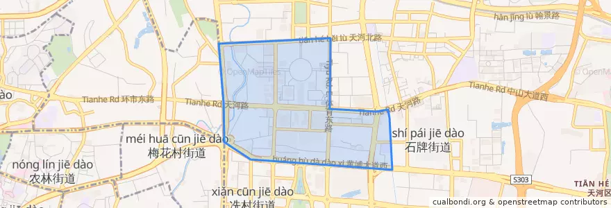 Mapa de ubicacion de 天河南街道.