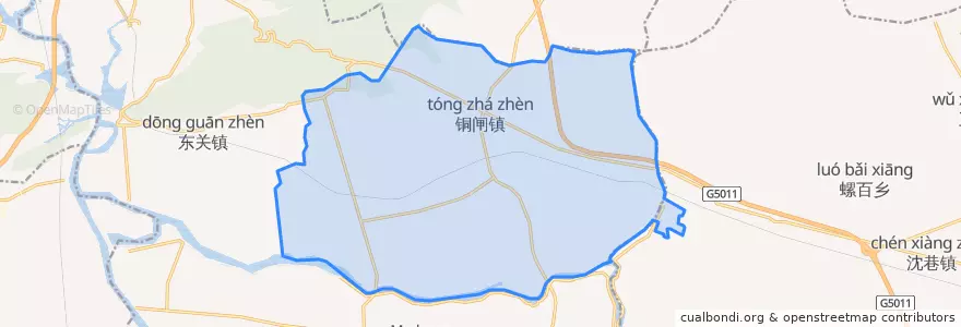 Mapa de ubicacion de 铜闸镇.