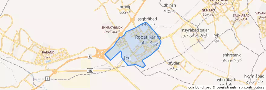 Mapa de ubicacion de شهر رباط کریم.