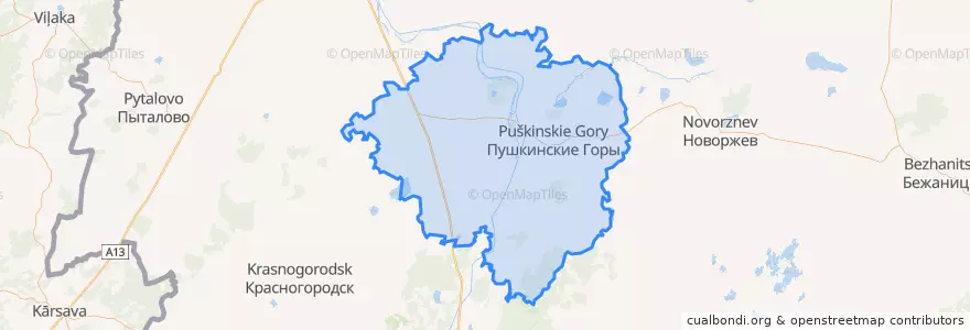 Mapa de ubicacion de Pushkinogorsky District.