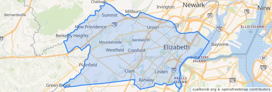 Mapa de ubicacion de Union County.