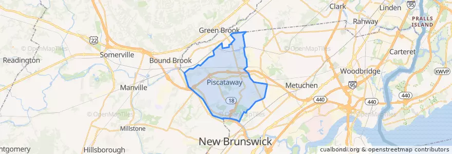 Mapa de ubicacion de Piscataway Township.
