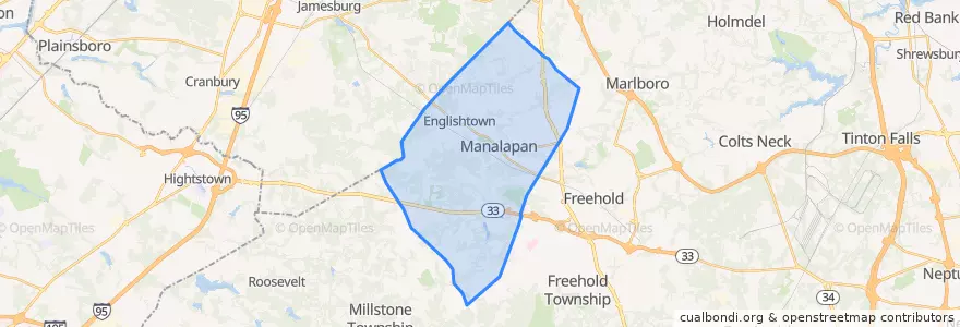 Mapa de ubicacion de Manalapan Township.