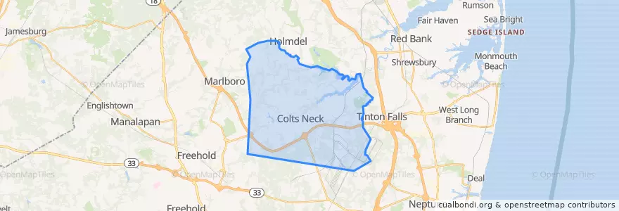 Mapa de ubicacion de Colts Neck Township.
