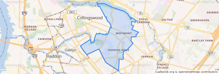 Mapa de ubicacion de Haddon Township.