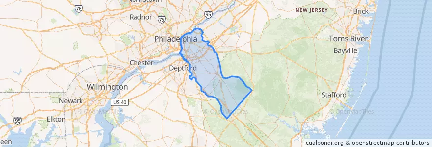 Mapa de ubicacion de Camden County.