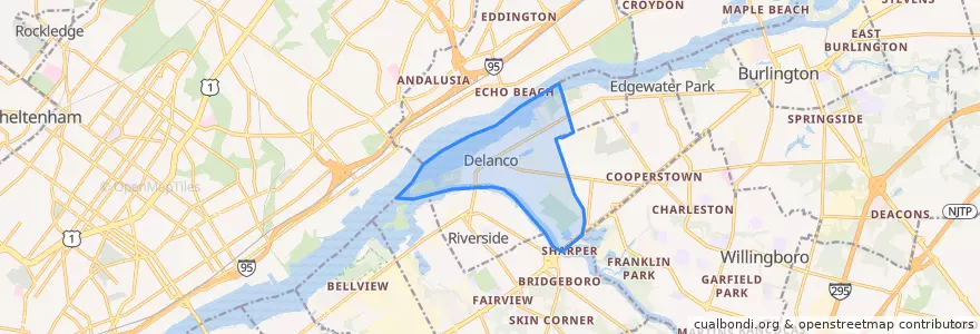 Mapa de ubicacion de Delanco Township.