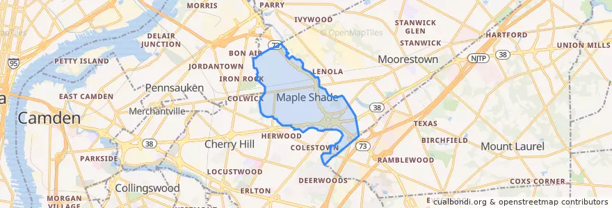 Mapa de ubicacion de Maple Shade Township.