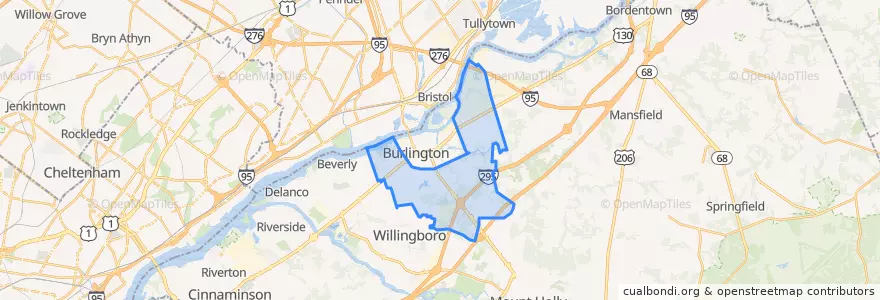 Mapa de ubicacion de Burlington Township.