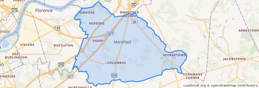 Mapa de ubicacion de Mansfield Township.