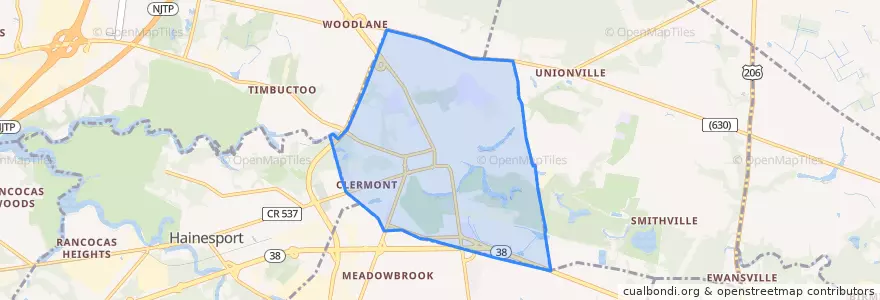 Mapa de ubicacion de Mount Holly Township.