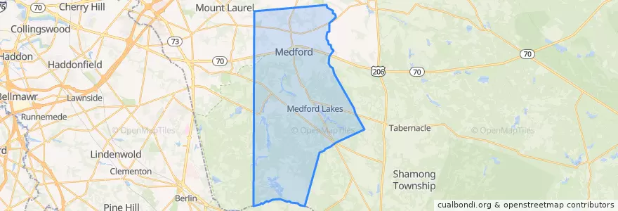 Mapa de ubicacion de Medford Township.