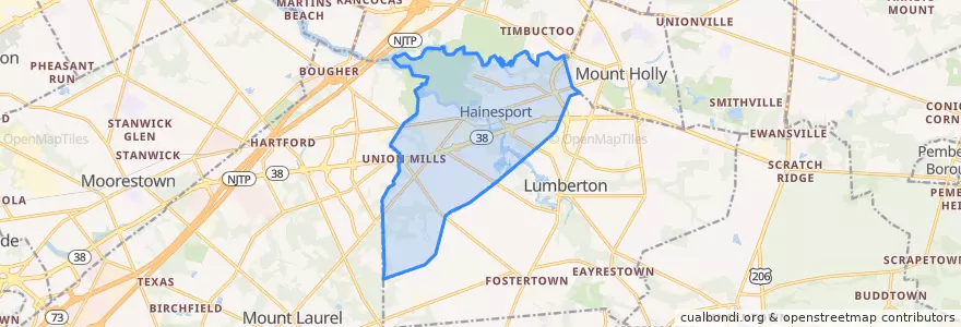 Mapa de ubicacion de Hainesport Township.