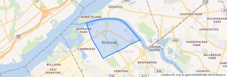 Mapa de ubicacion de Riverside Township.