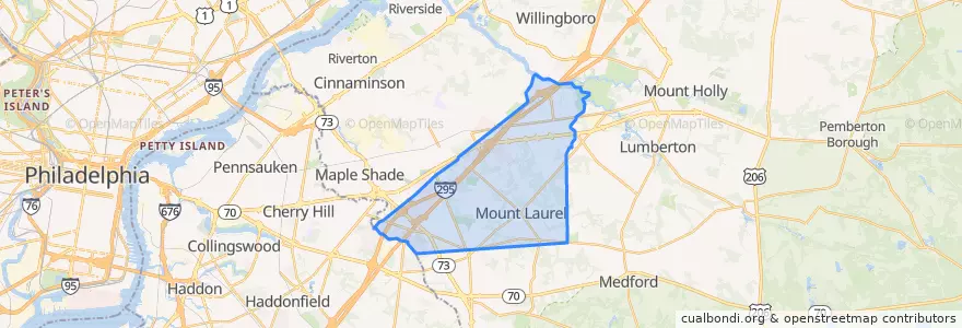 Mapa de ubicacion de Mount Laurel Township.