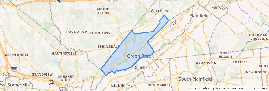 Mapa de ubicacion de Green Brook Township.