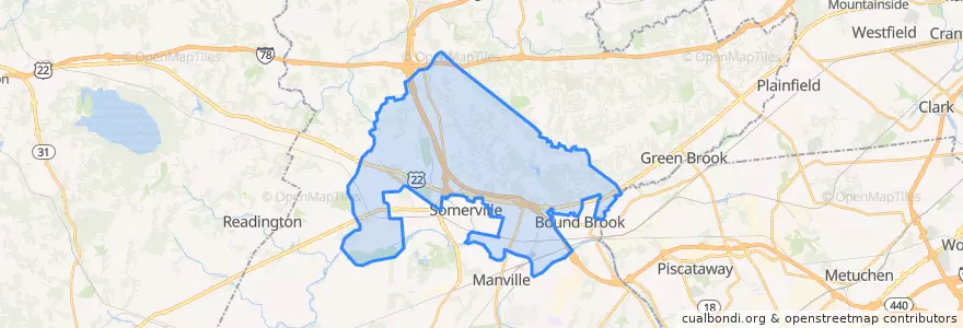 Mapa de ubicacion de Bridgewater Township.