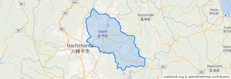 Mapa de ubicacion de 岩手町.
