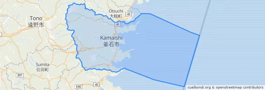 Mapa de ubicacion de 釜石市.