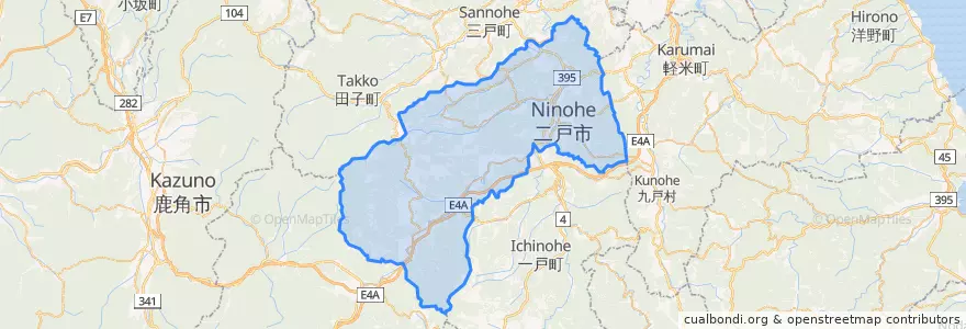 Mapa de ubicacion de 二戸市.