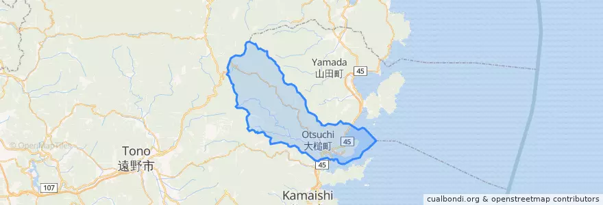 Mapa de ubicacion de 大槌町.
