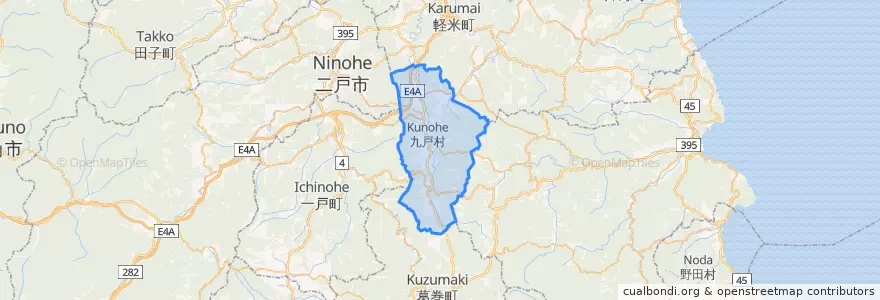 Mapa de ubicacion de 九戸村.